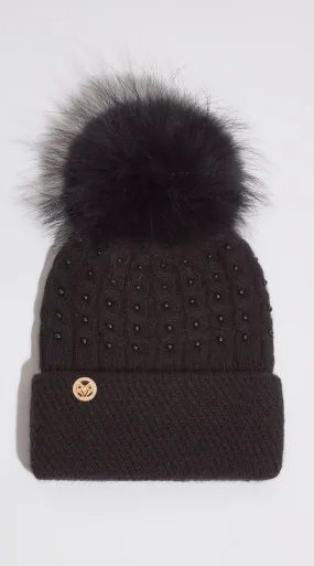 Cressida Pom Pom Hat - Black