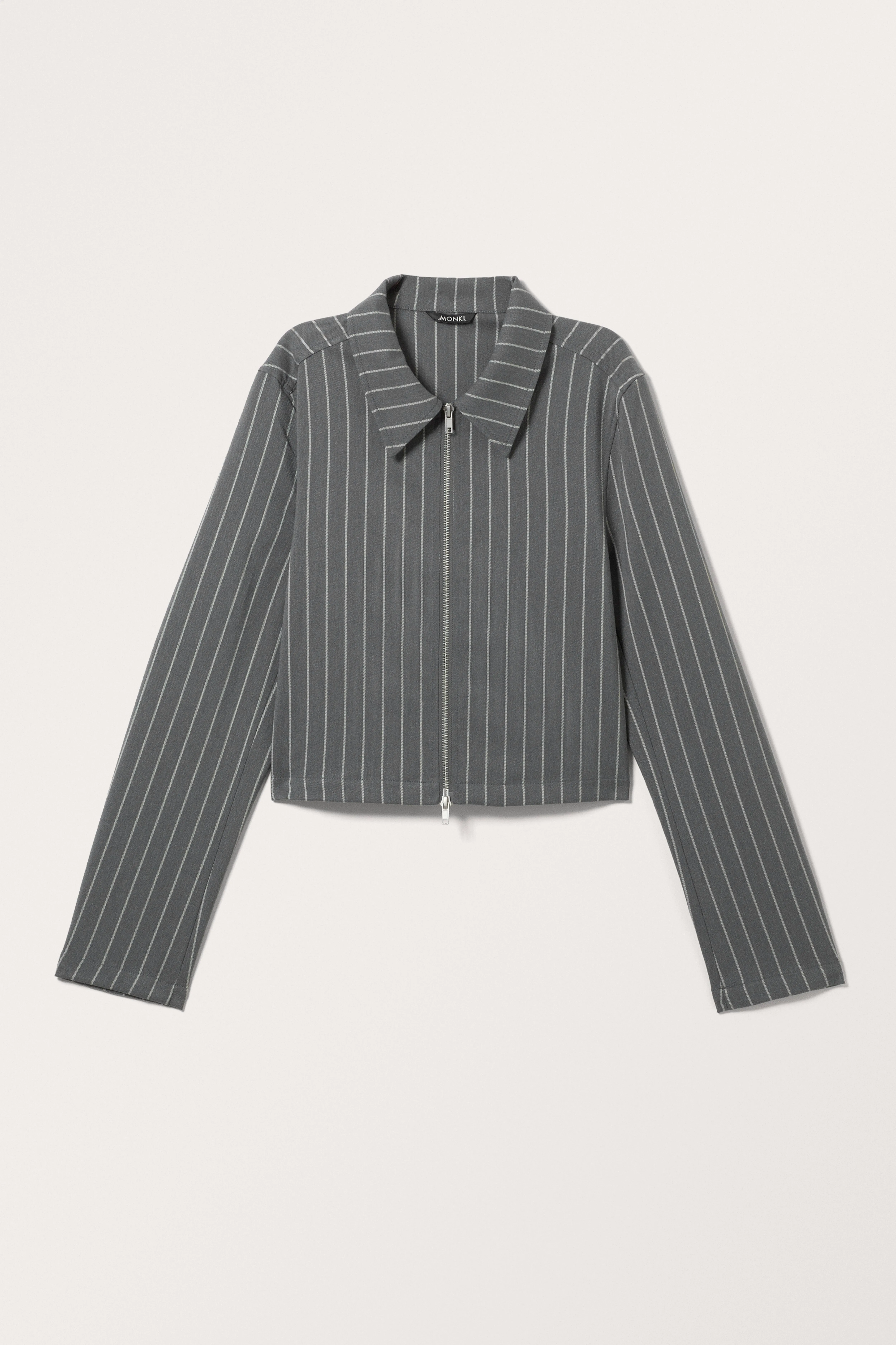 Cropped Suiting Jacket - Long sleeve - Cropped - Dark Grey Stripe - Ladies | H&M GB