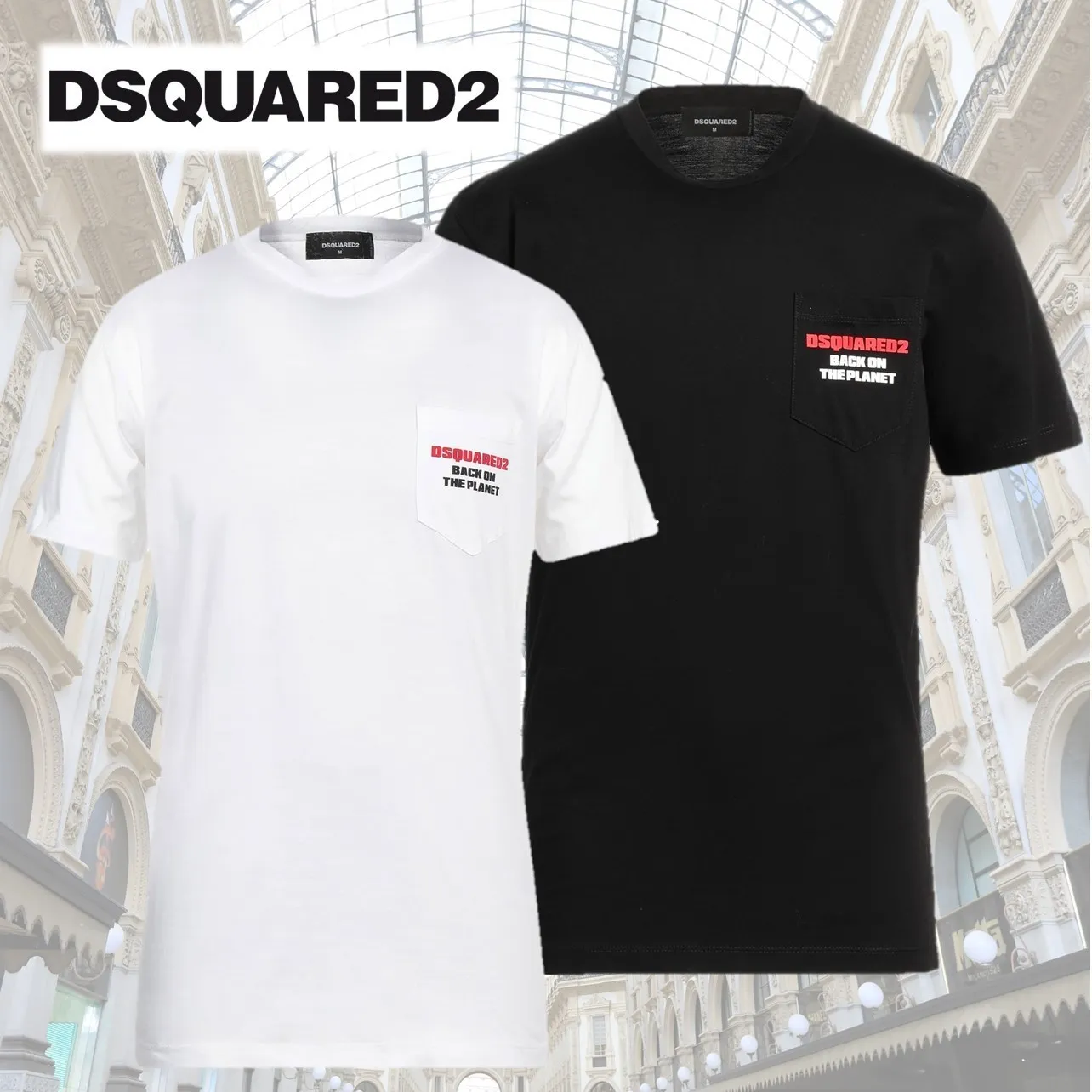 D SQUARED2  |Crew Neck Plain Cotton Short Sleeves Logo Luxury