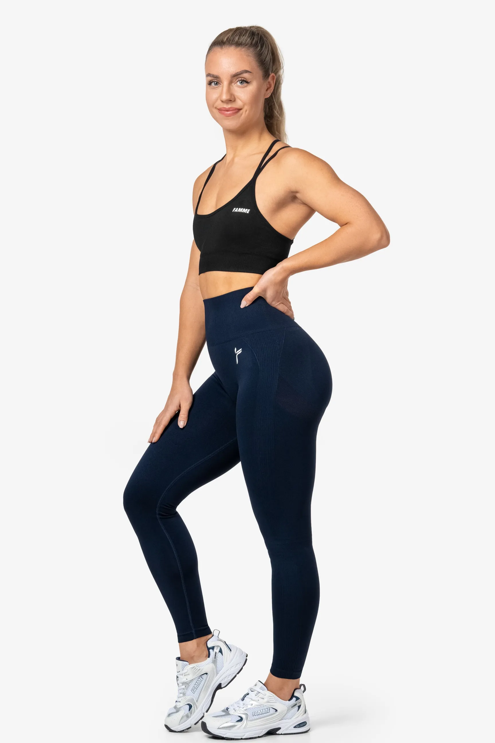 Dark Blue Peachy Scrunch Leggings