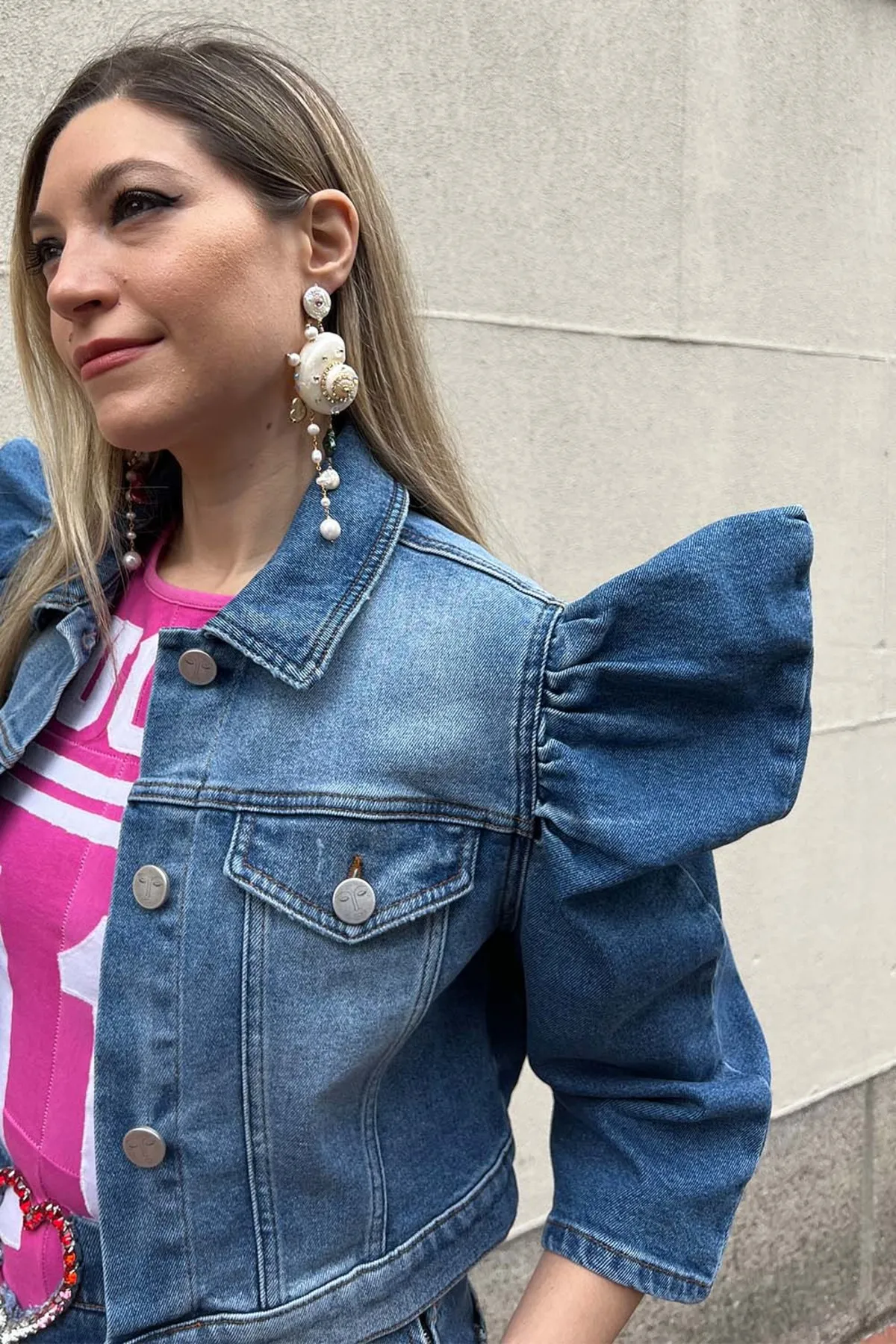 Denim Puff Sleeve Jacket - Indigo