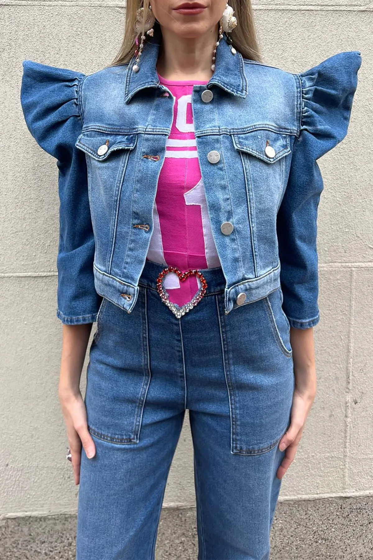 Denim Puff Sleeve Jacket - Indigo