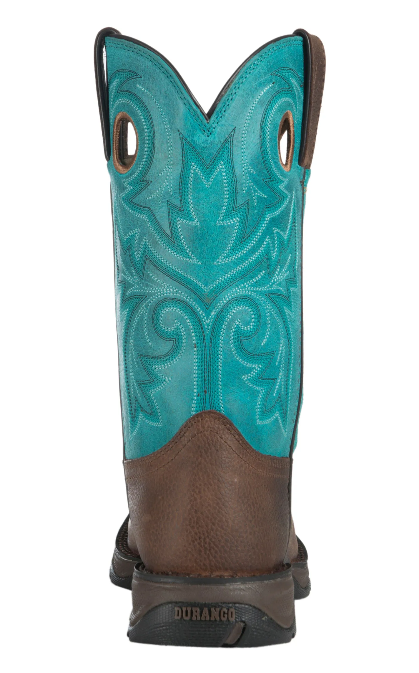 Durango Women's Lady Rebel Brown and Turquoise Square Steel Toe Work Boot