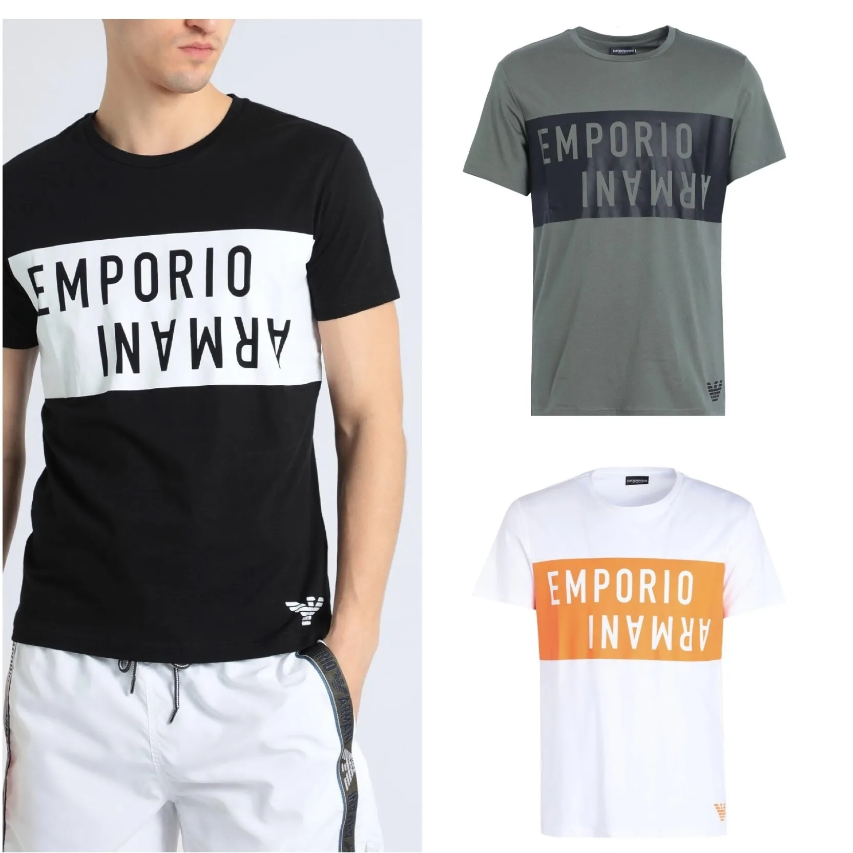 EMPORIO ARMANI  |Crew Neck Cotton Short Sleeves Logo Crew Neck T-Shirts