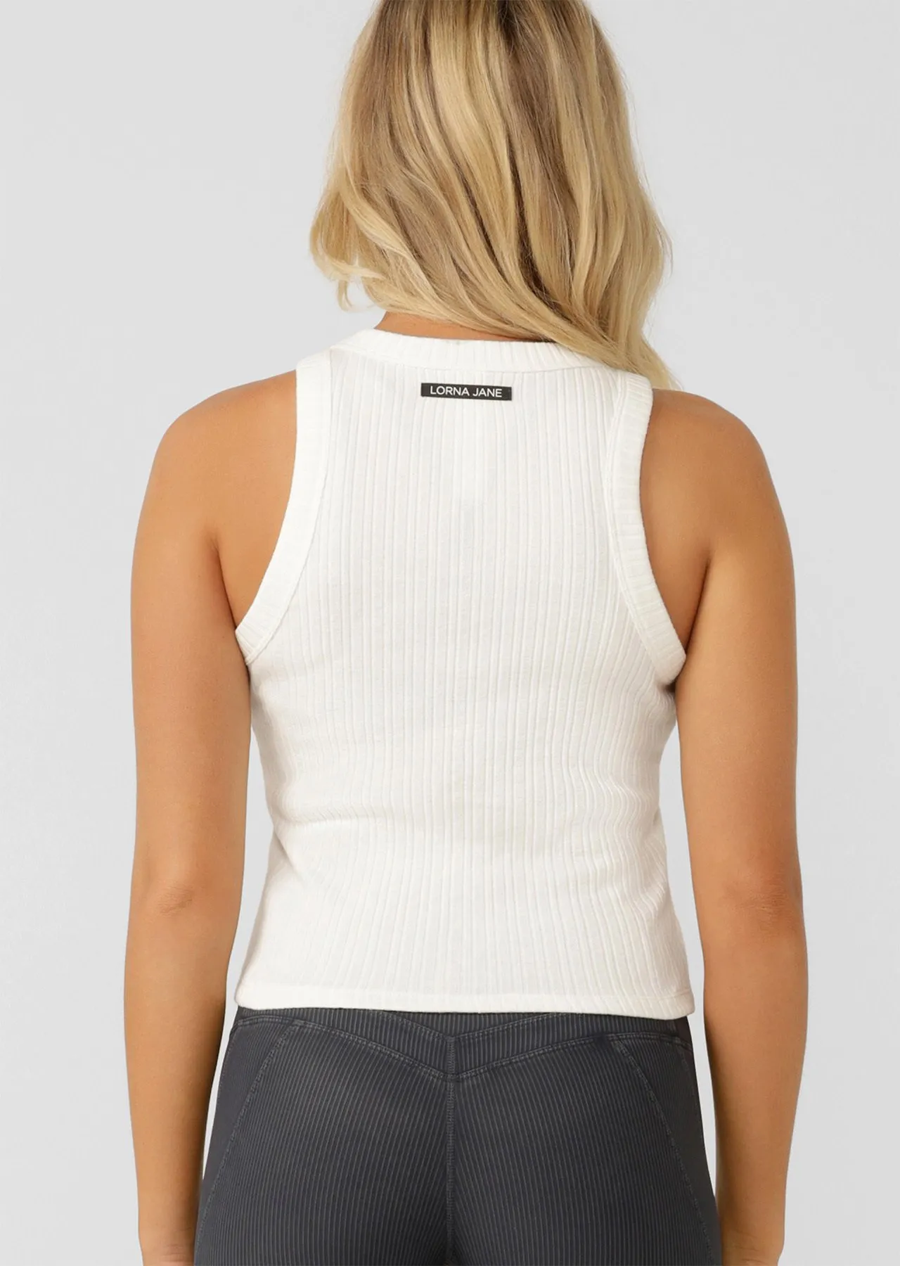 Essential Wide Ribbed Tank | White | Sale | Lorna Jane Australia