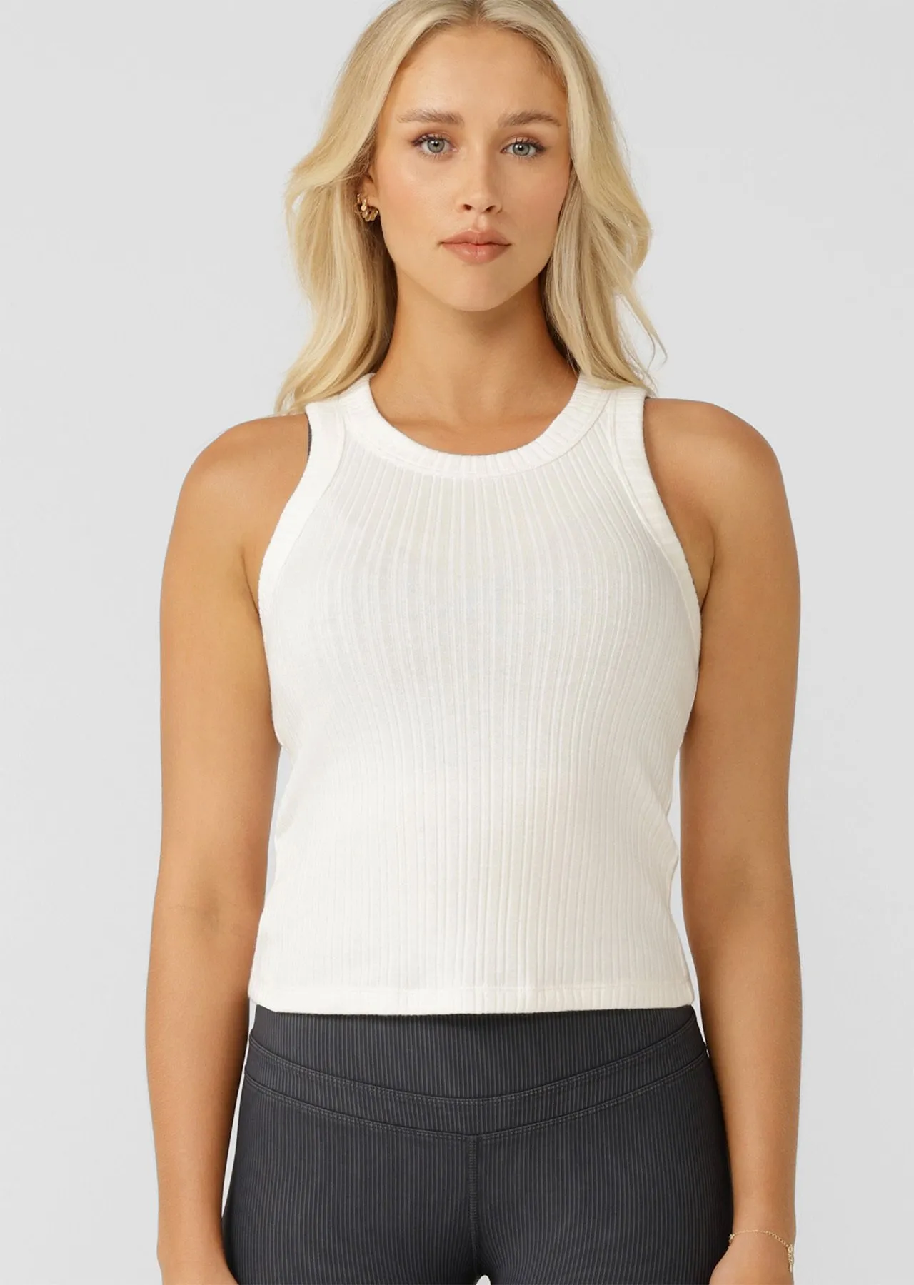 Essential Wide Ribbed Tank | White | Sale | Lorna Jane Australia