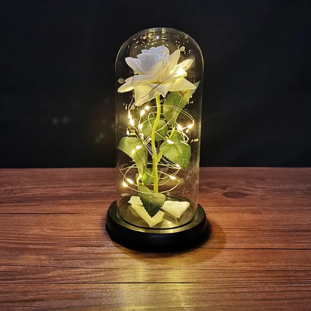 Eternal Rose LED Light Foil Flower In Glass Cover Bridesmaid Gift