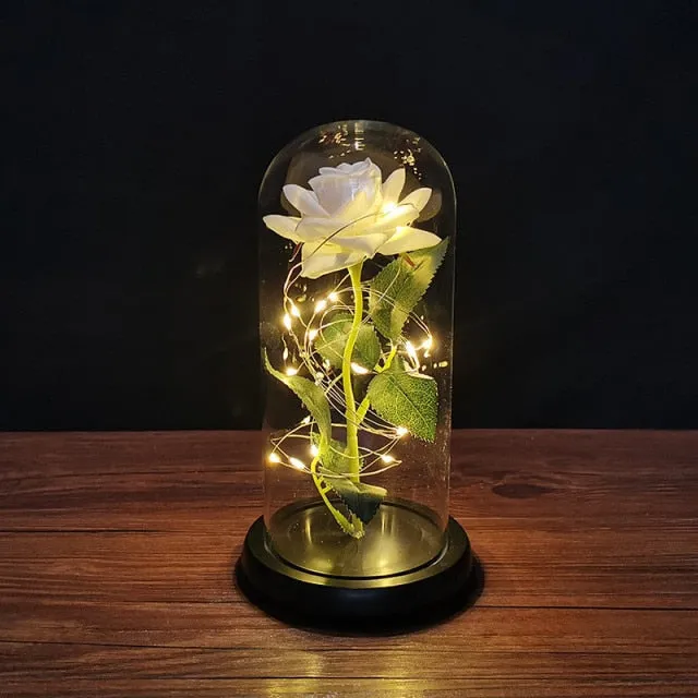 Eternal Rose LED Light Foil Flower In Glass Cover Bridesmaid Gift