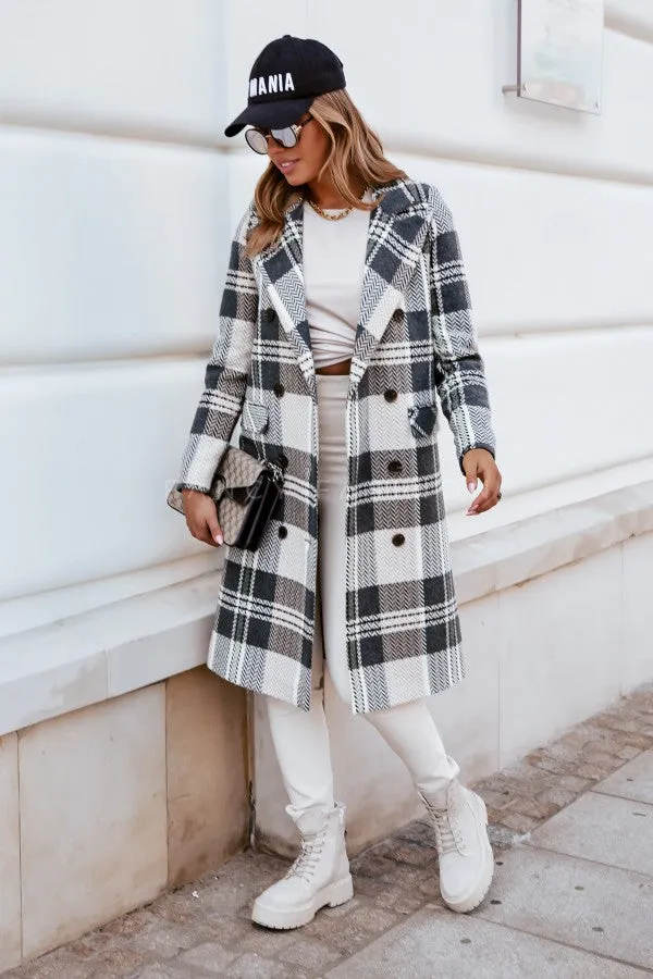 Fashion Plaid Woolen Coat