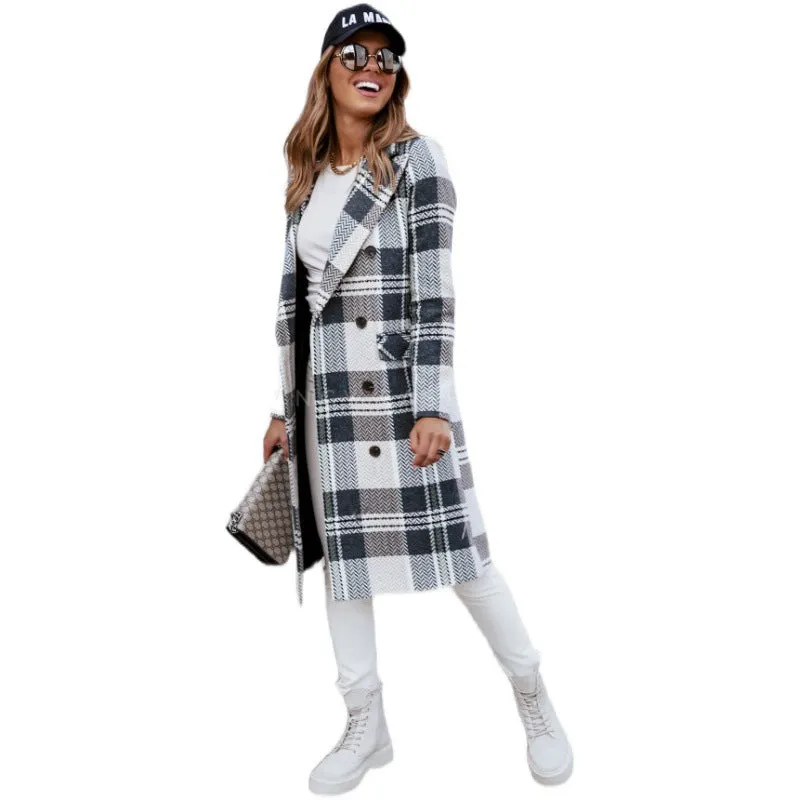 Fashion Plaid Woolen Coat