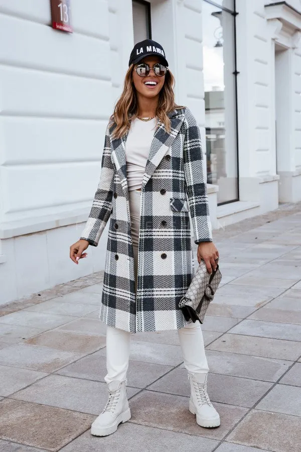 Fashion Plaid Woolen Coat