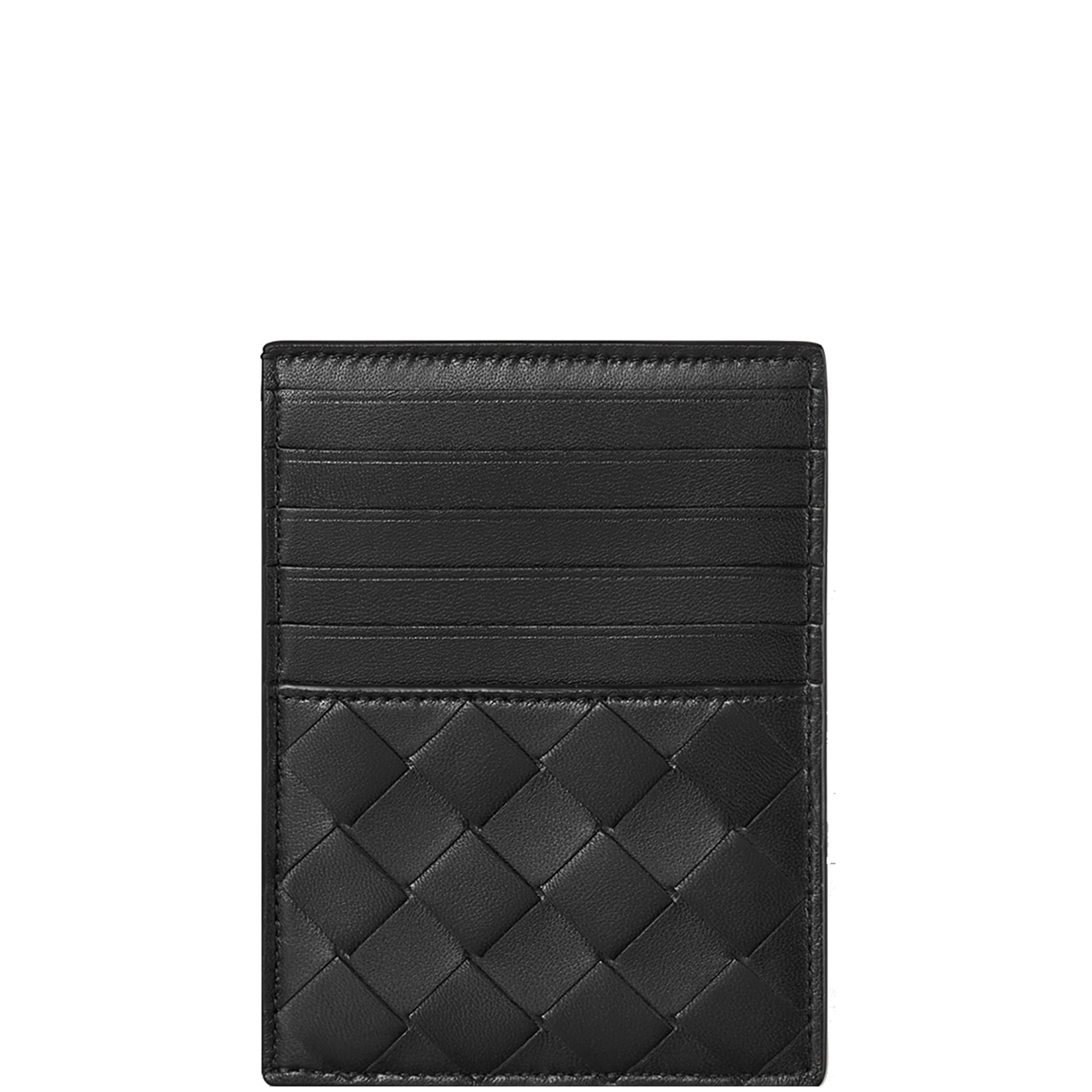 Flat Cardholder 6 with zip Intrecciato, Black