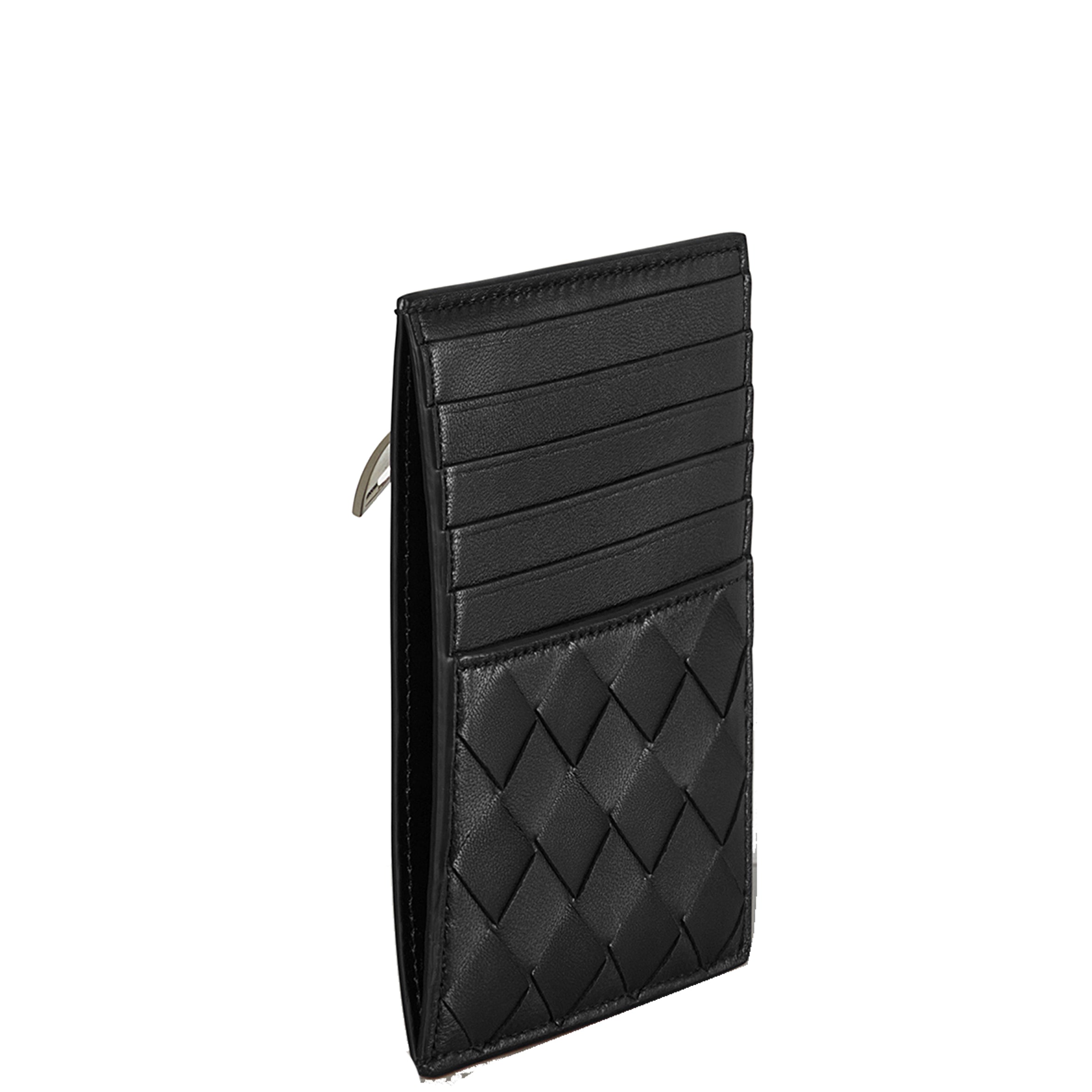 Flat Cardholder 6 with zip Intrecciato, Black