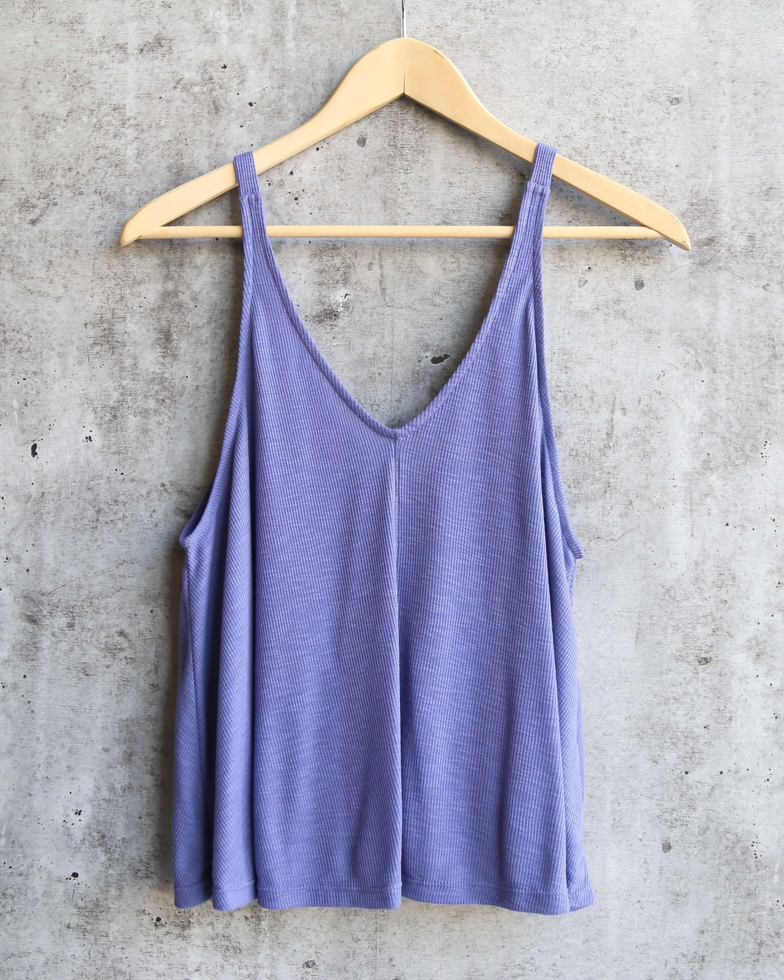 Free People - Dani Essential Ribbed Tank in Blue/Iris