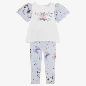 Girls Blue Butterflies Leggings Set