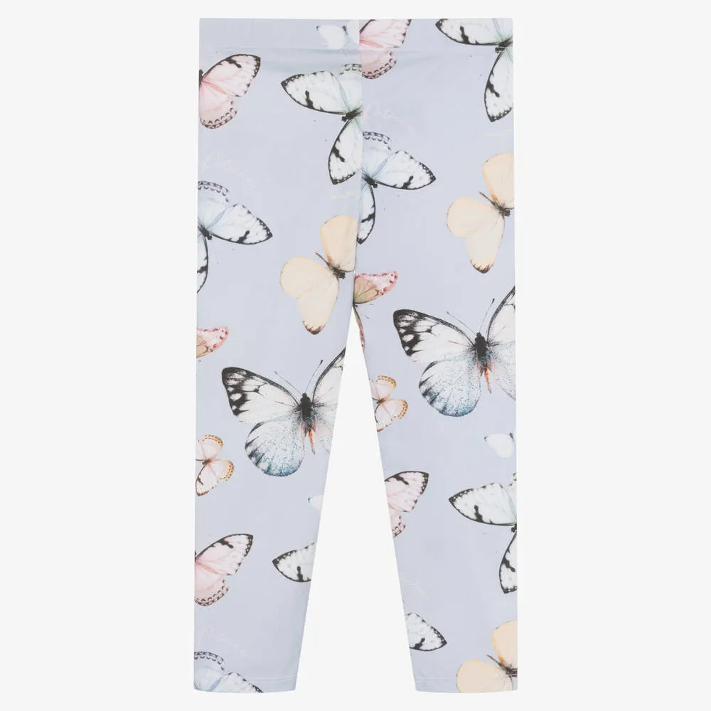 Girls Blue Butterflies Leggings Set