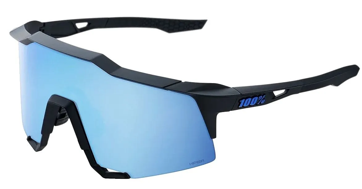 glasses 100% Speedcraft - Matte Black/HiPER Blue Multilayer Mirror Lens