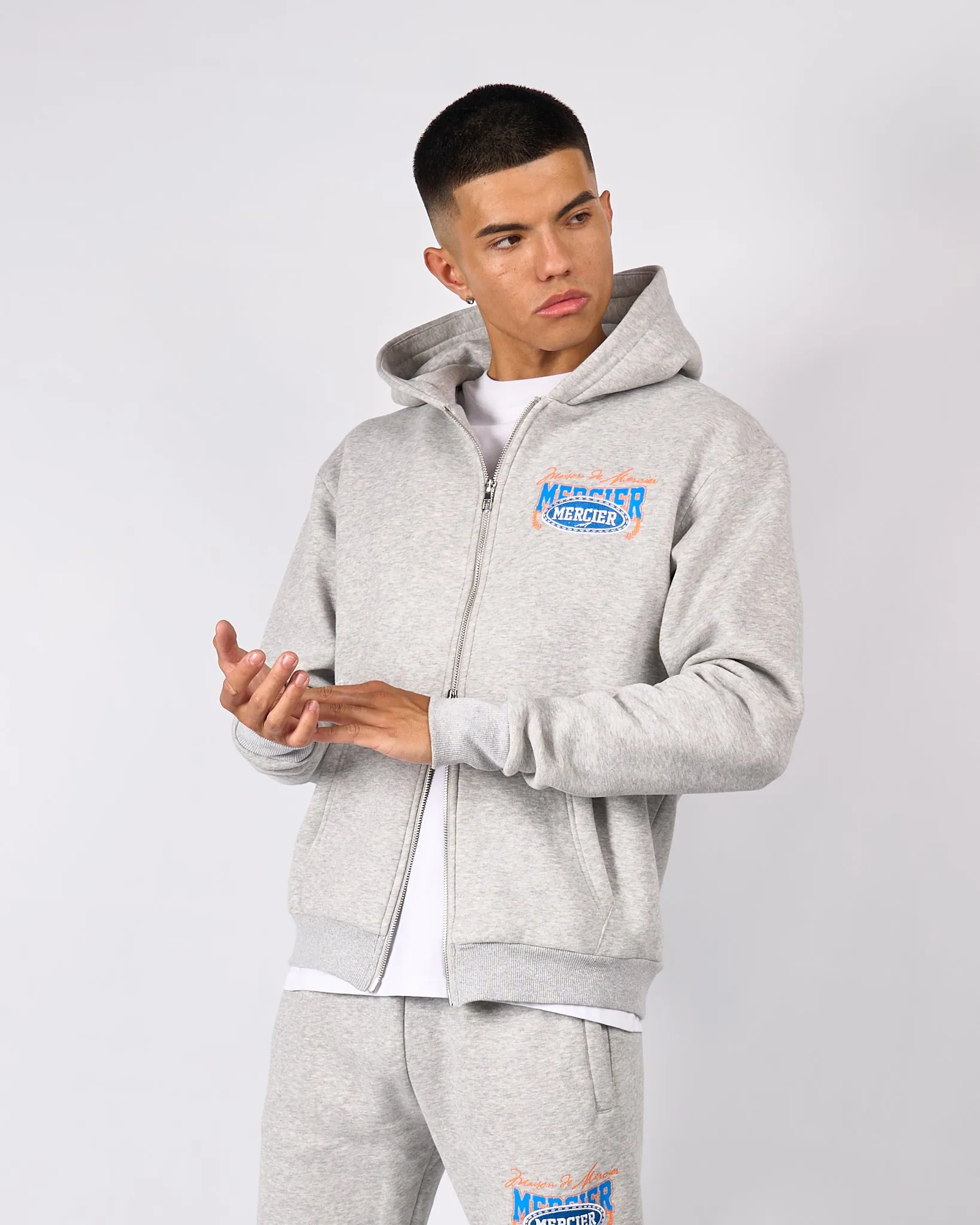 Grey Marl Maison De Mercier Zip Hood