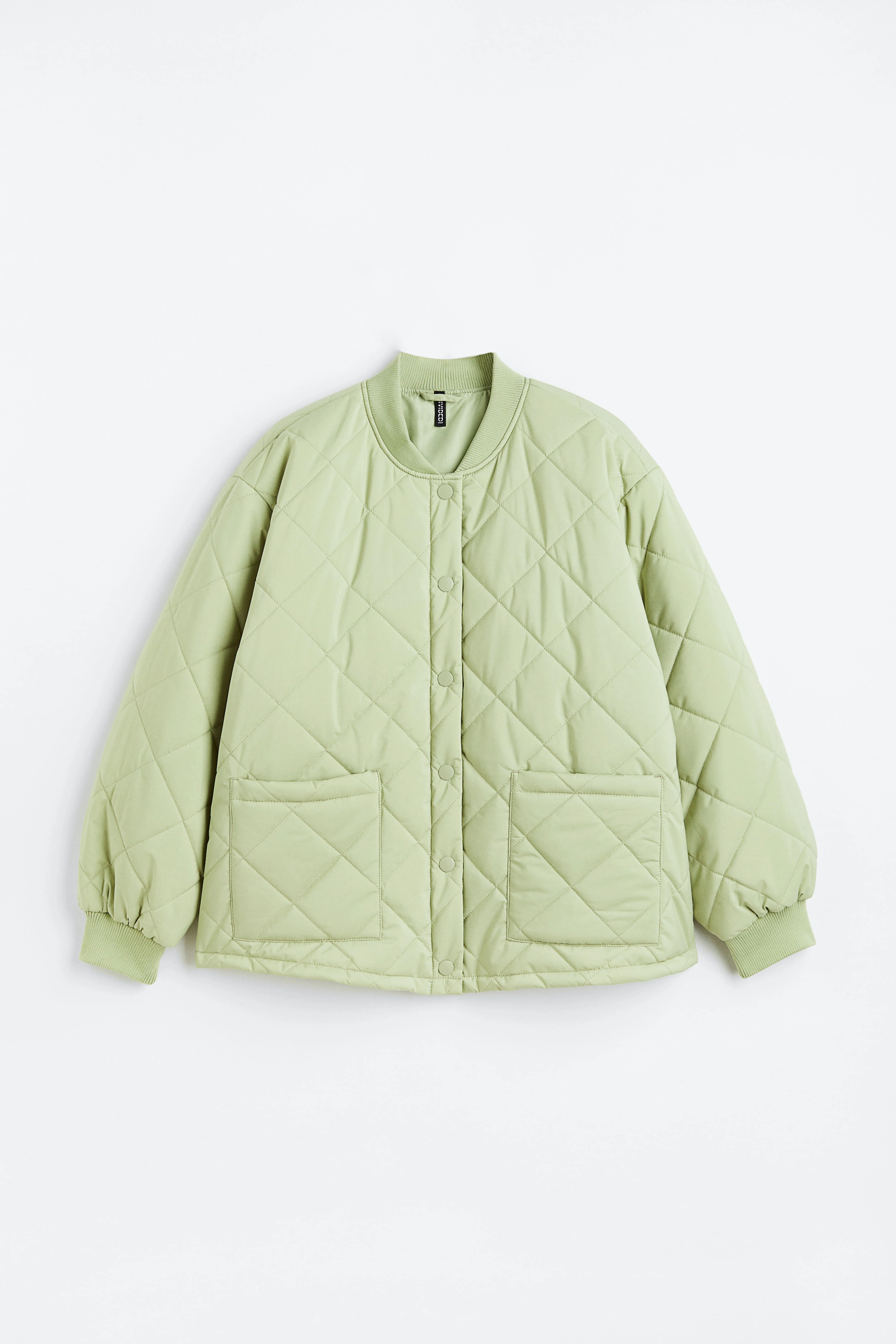 H&M+ Quilted jacket - Long sleeve - Regular length - Light green - Ladies | H&M GB