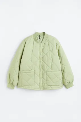 H&M+ Quilted jacket - Long sleeve - Regular length - Light green - Ladies | H&M GB