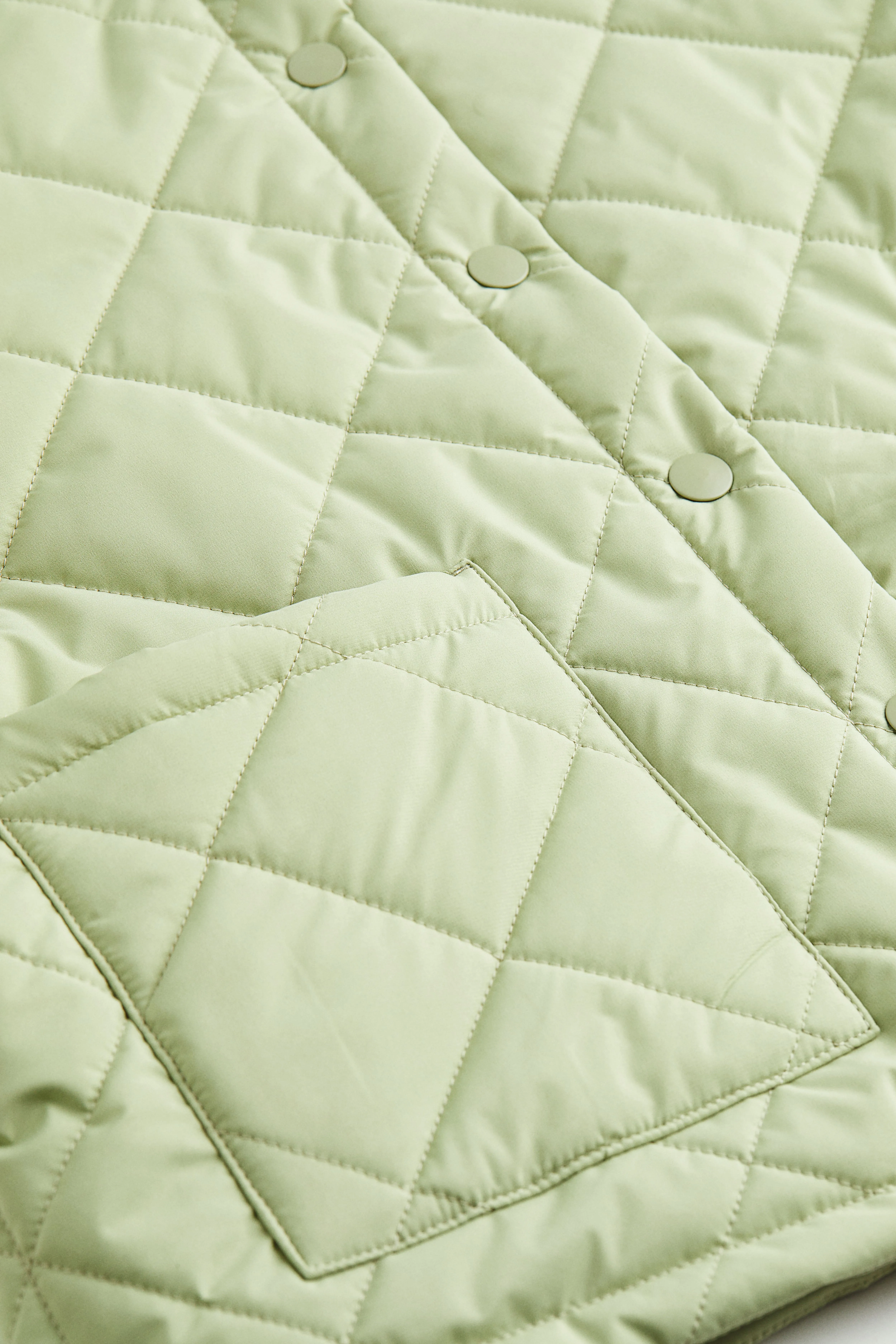 H&M+ Quilted jacket - Long sleeve - Regular length - Light green - Ladies | H&M GB