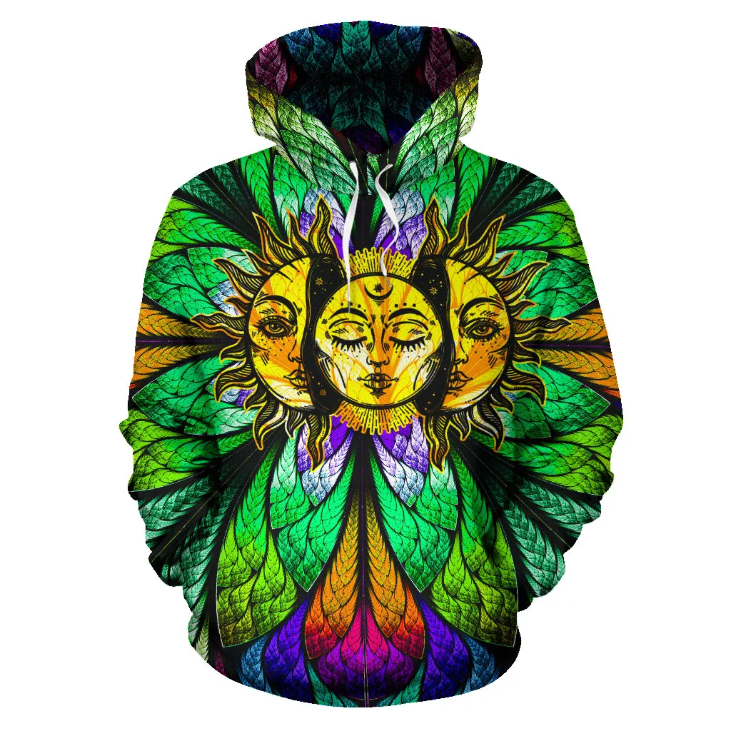 HandCrafted Colorful Sun Moon Hoodie