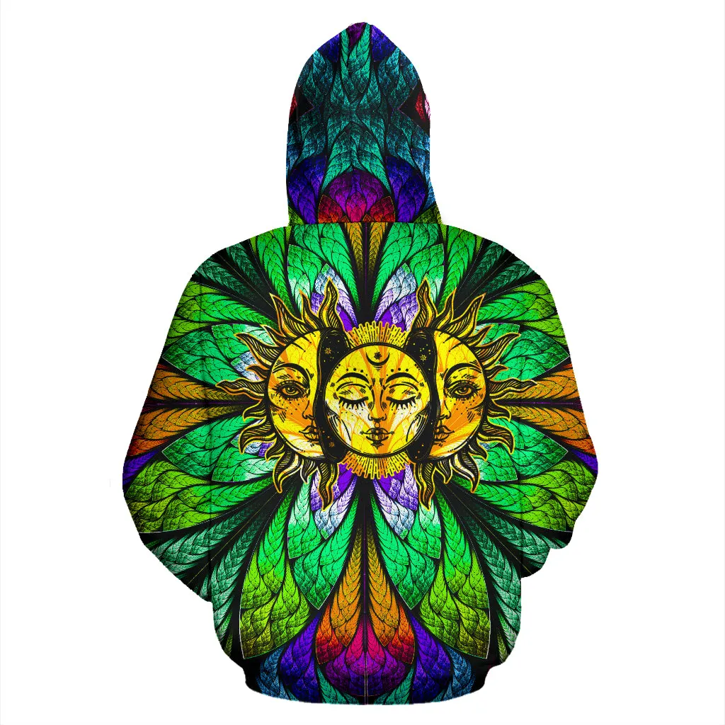 HandCrafted Colorful Sun Moon Hoodie