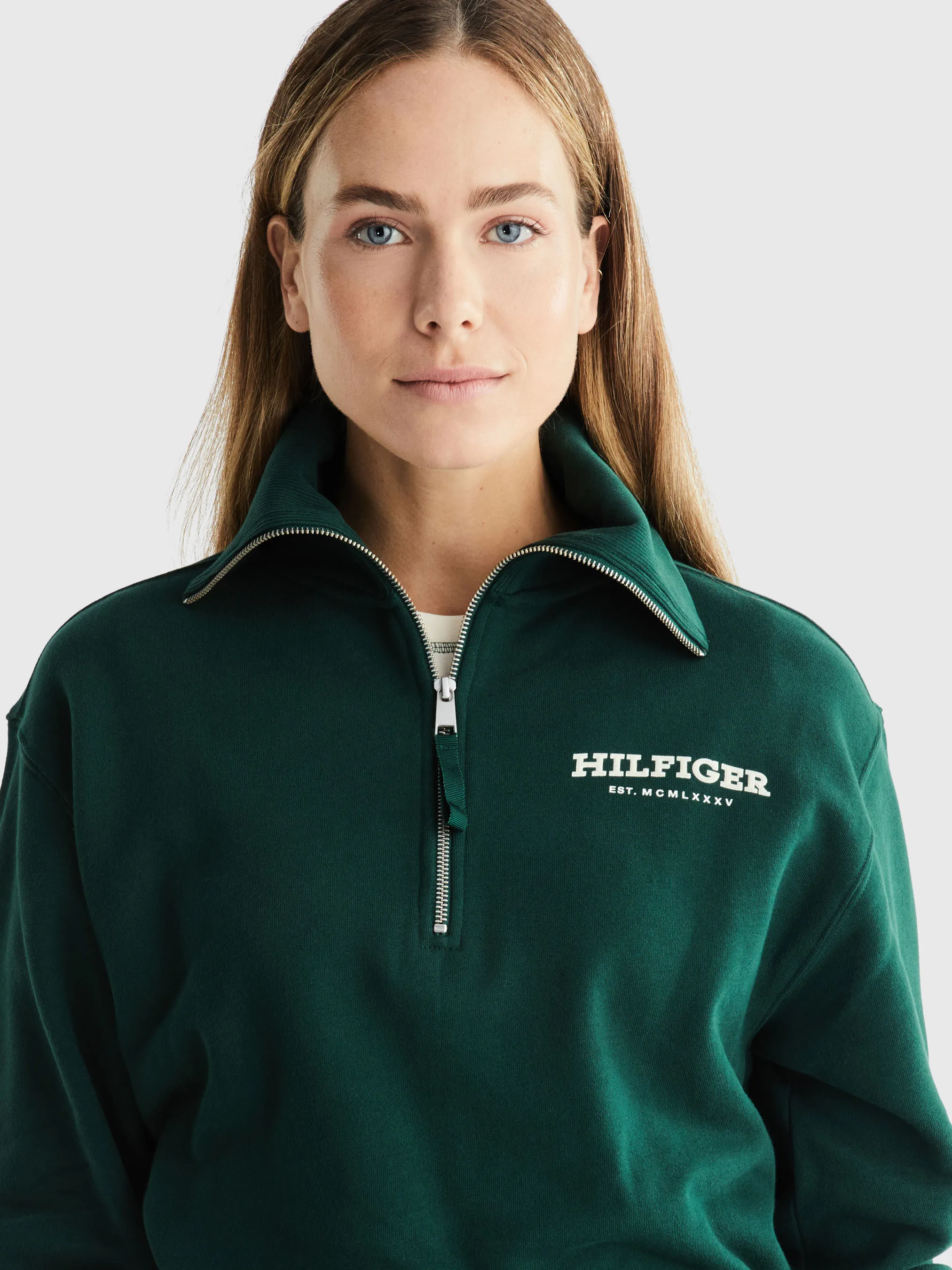 Hilfiger Monotype Flock Logo Half-Zip Sweatshirt | Sweatshirts & Hoodies | Tommy Hilfiger