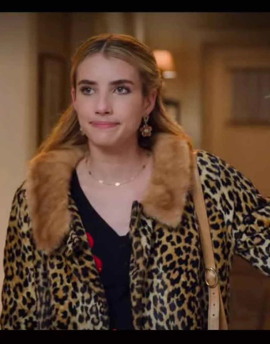 Holidate Emma Roberts Leopard Print Coat | Ujackets.com