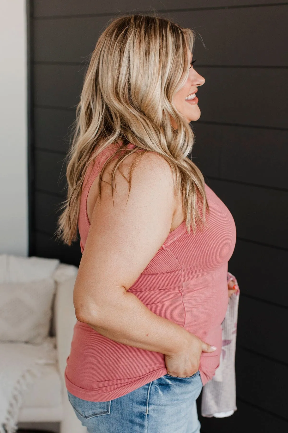 Immensely Loved Ribbed Tank Top- Mauve