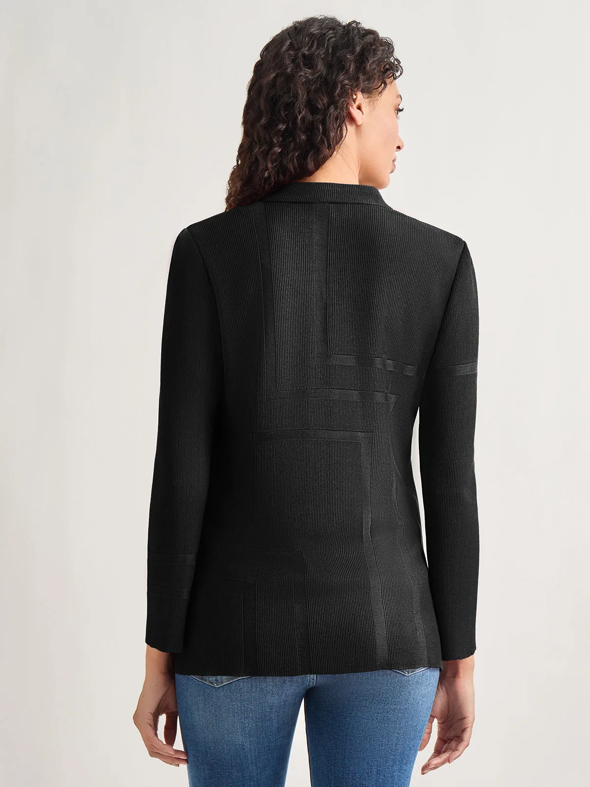 Inverted Notch Collar Tailored Knit Jacket