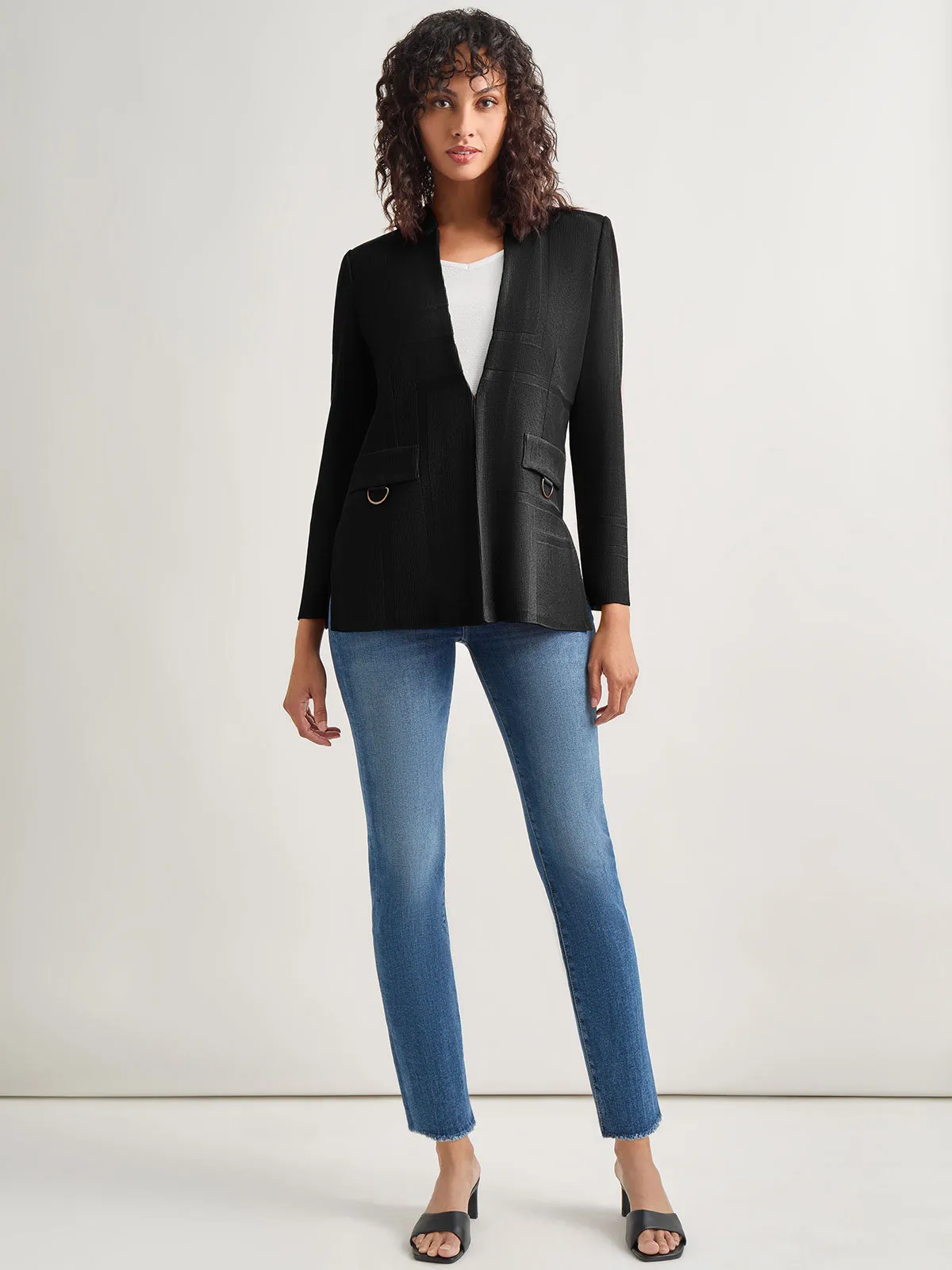 Inverted Notch Collar Tailored Knit Jacket