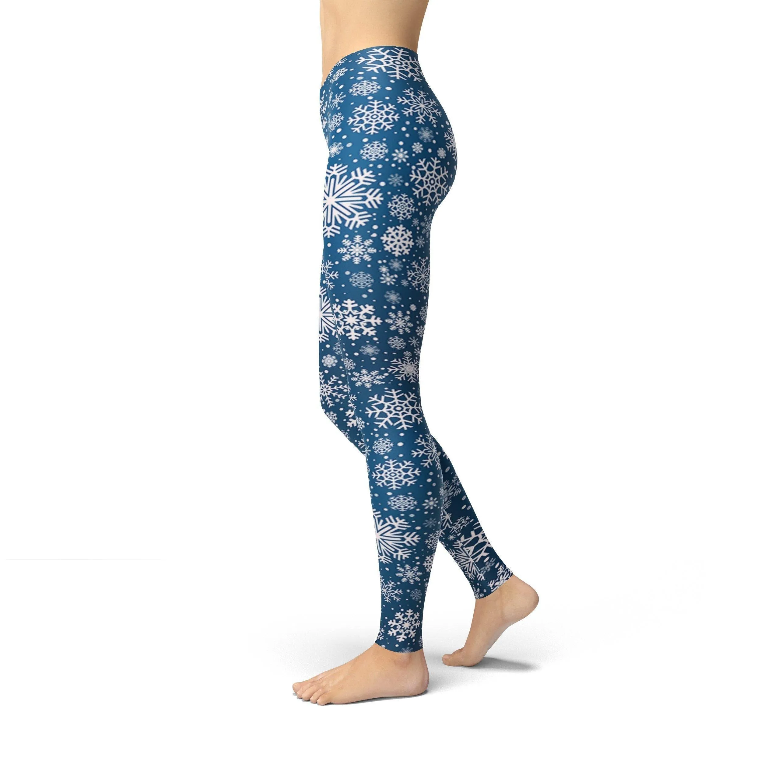 Jean Dark Blue Snowflakes Leggings