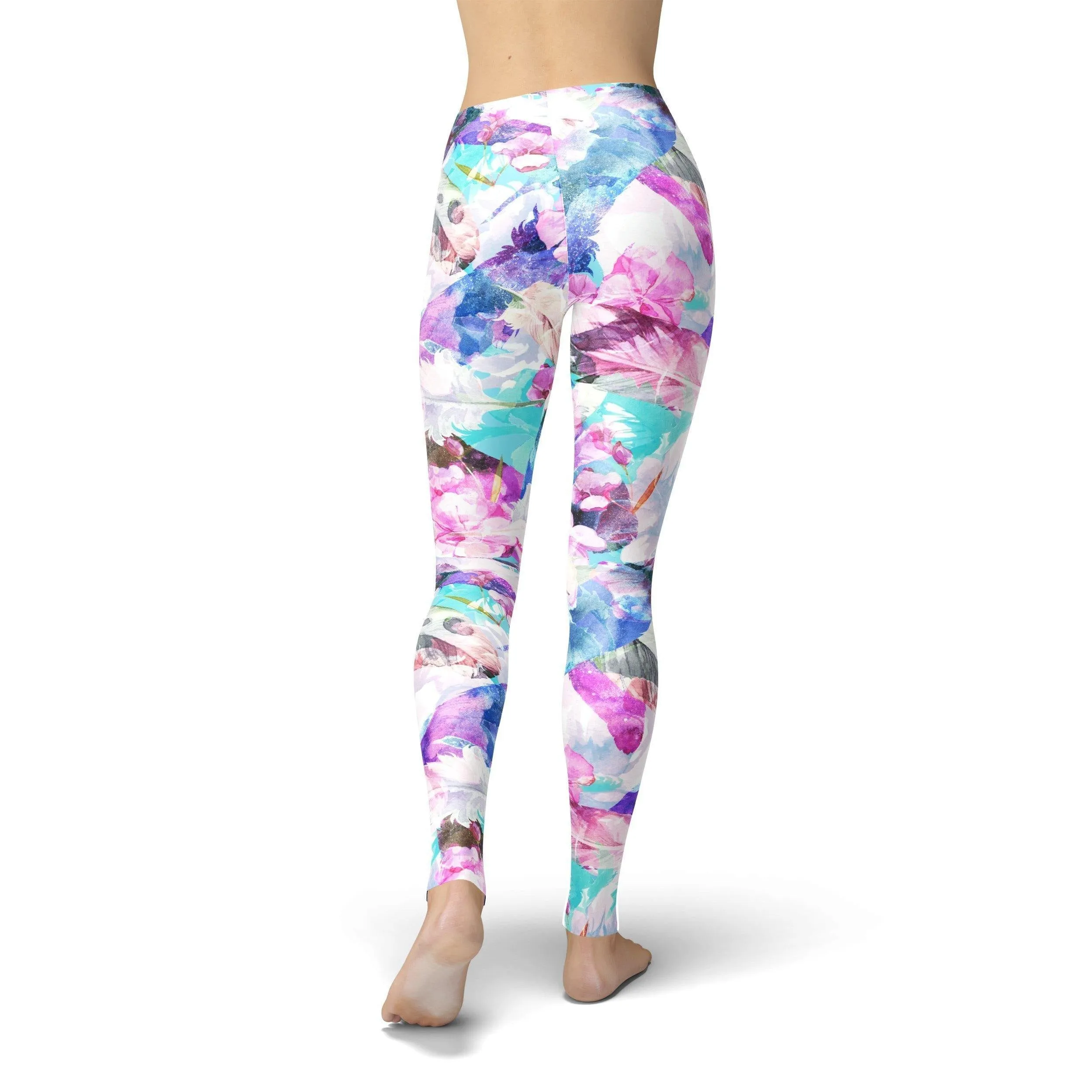 Jean Pink and Blue Flowers Leggings