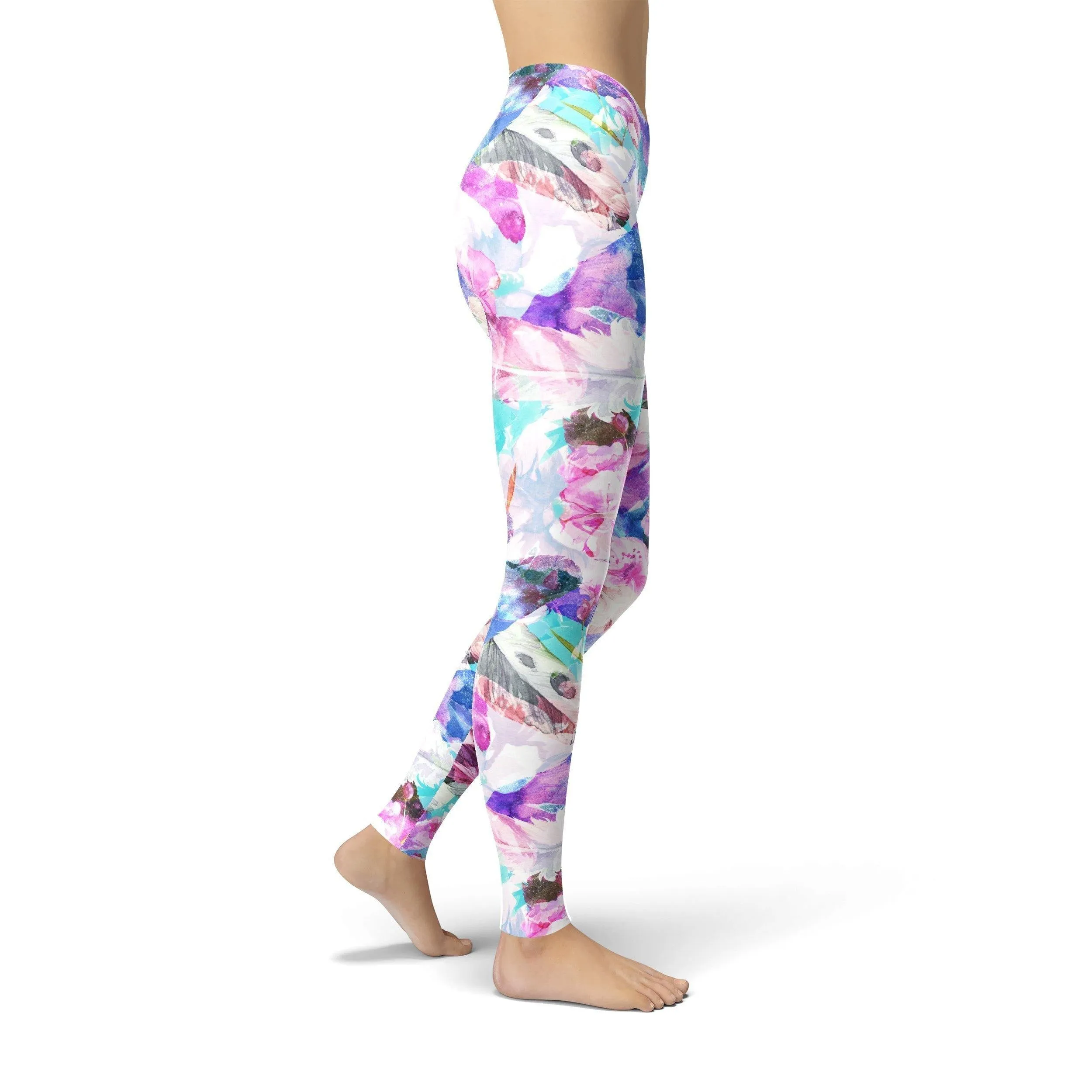 Jean Pink and Blue Flowers Leggings