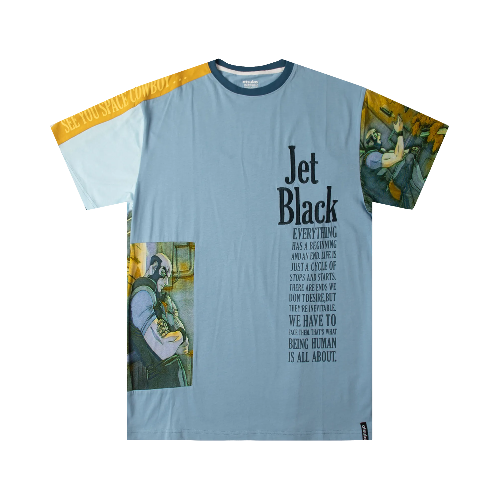 Jet Black Patchwork Panel Tee