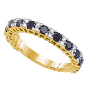 Keene Jewelers 10kt Yellow Gold Womens Round Black Color Enhanced Diamond Wedding Band Ring 1 Cttw