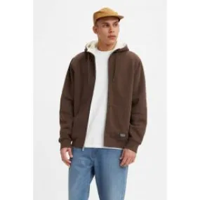 Levi's ® Sherpa Lined Zip Up Fondue Fudge Brown Men Hoodies