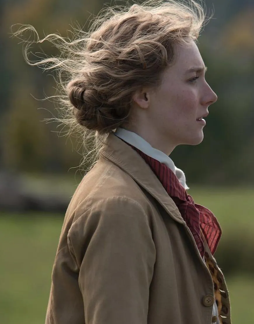 Little Women Jo March Trench Coat - Saoirse Ronan Brown Corduroy Coat