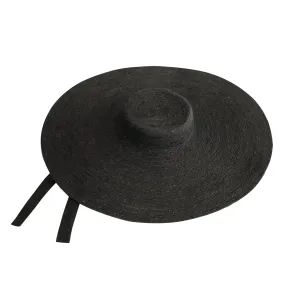 Lola Wide Brim Jute Straw Hat, in Black