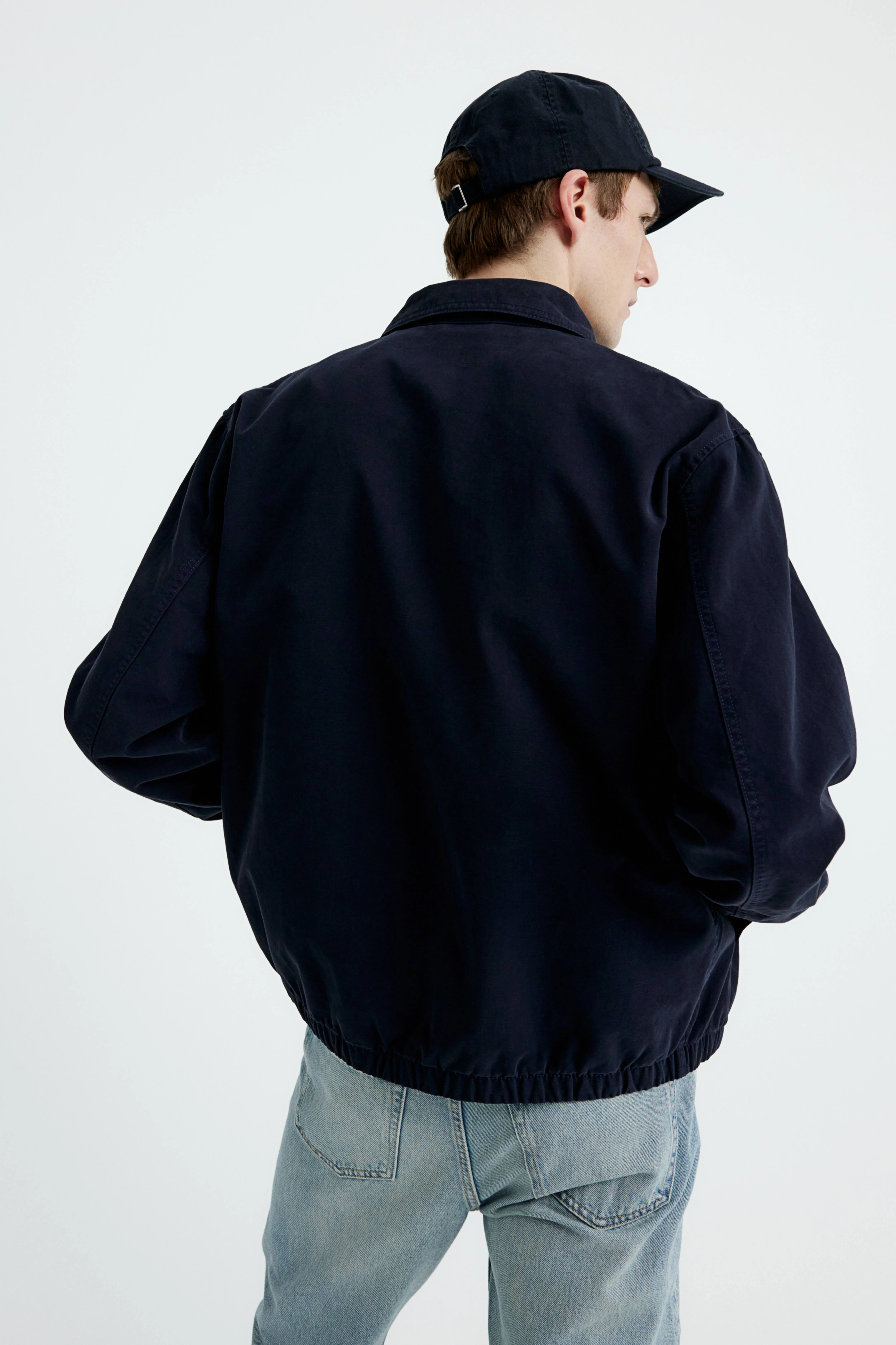 Loose Fit Twill jacket - Long sleeve - Regular length - Navy blue - Men | H&M GB