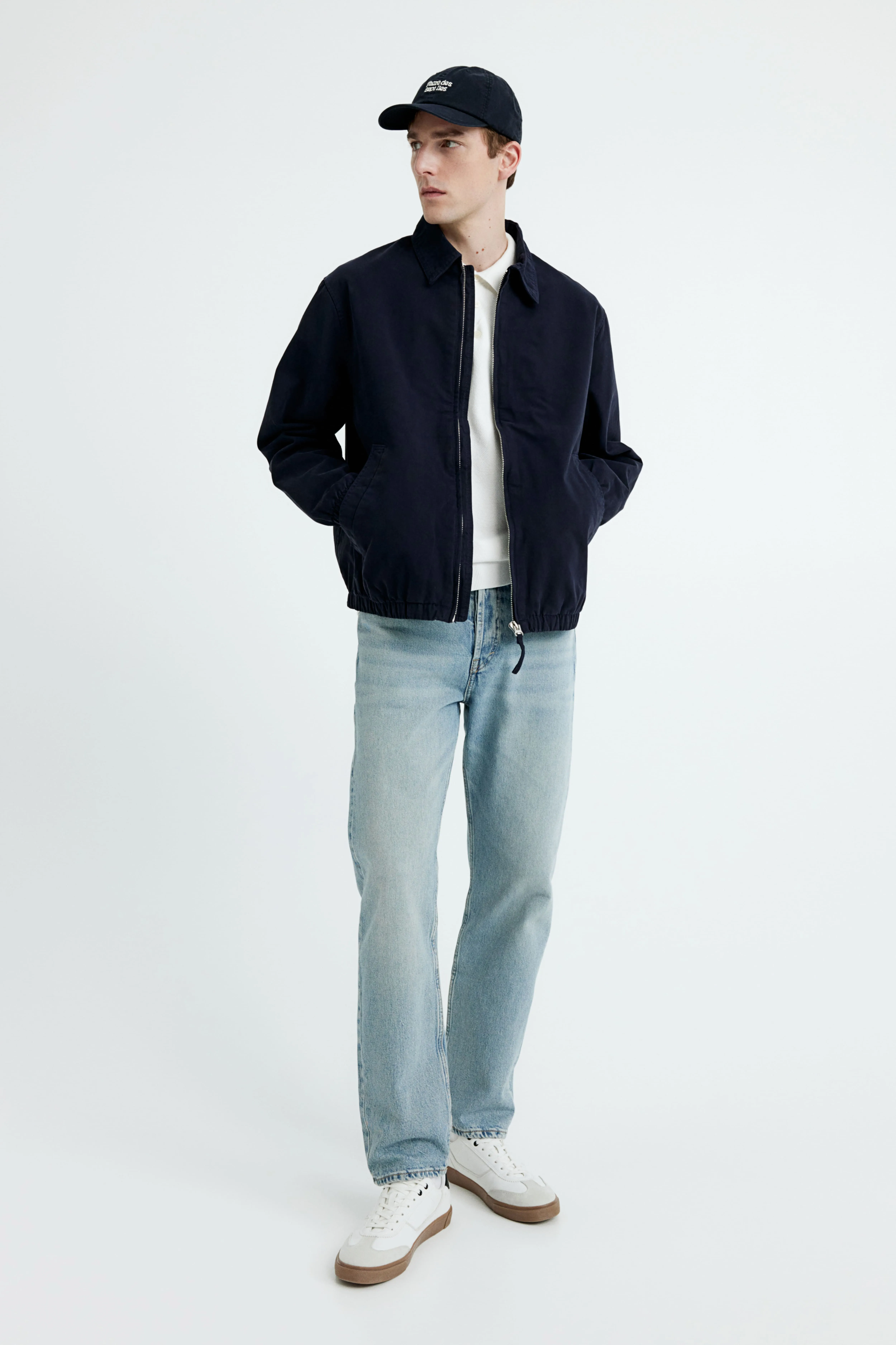 Loose Fit Twill jacket - Long sleeve - Regular length - Navy blue - Men | H&M GB