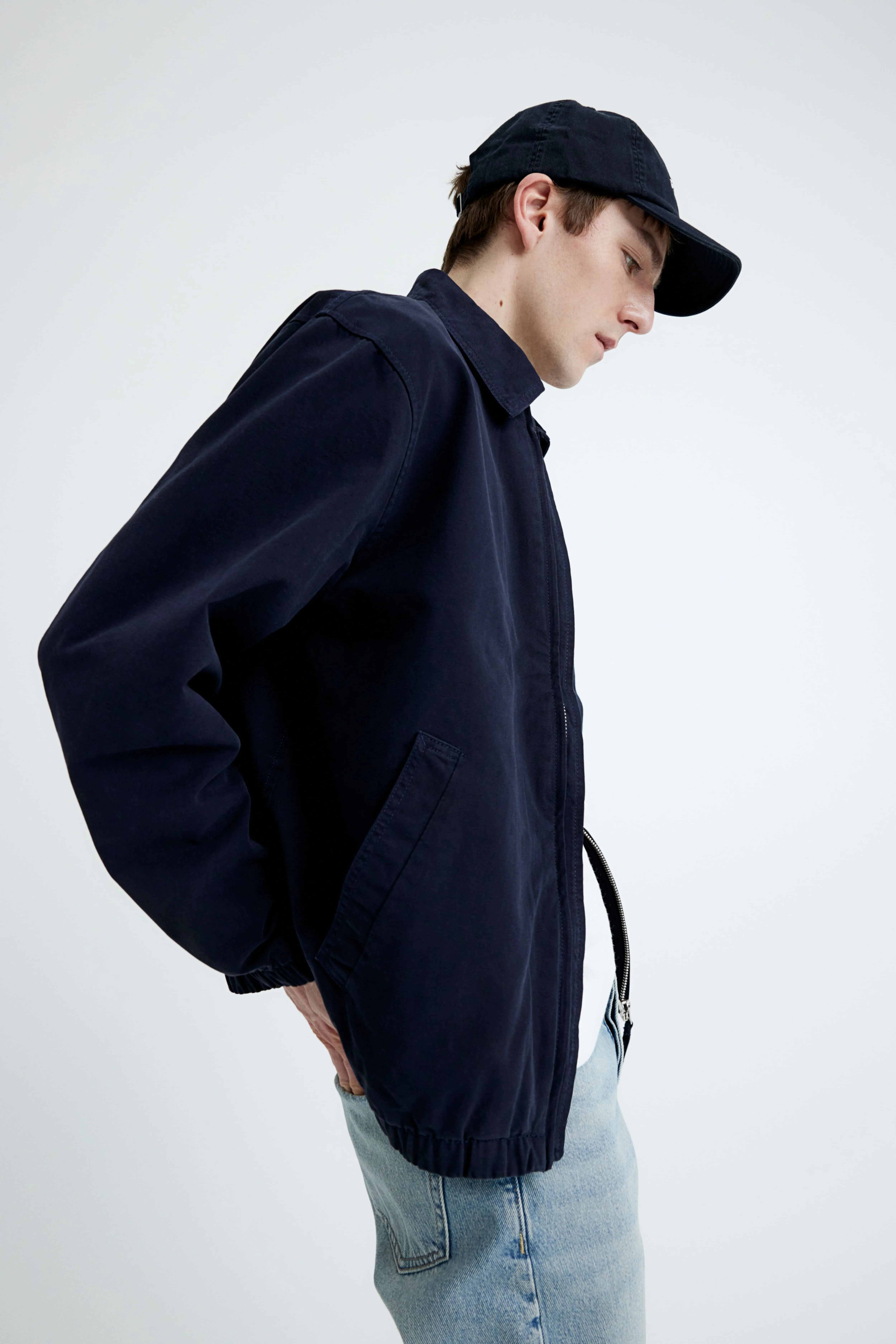 Loose Fit Twill jacket - Long sleeve - Regular length - Navy blue - Men | H&M GB