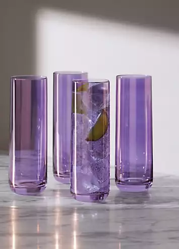 LSA Set of 4 Aurora Highball 420ml Polar Violet Glasses | Kaleidoscope