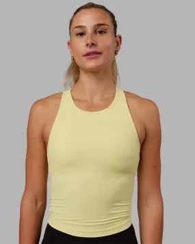 Luxe Ribbed Flow Performance Tank with Shelf Bra - Lemon Fizz