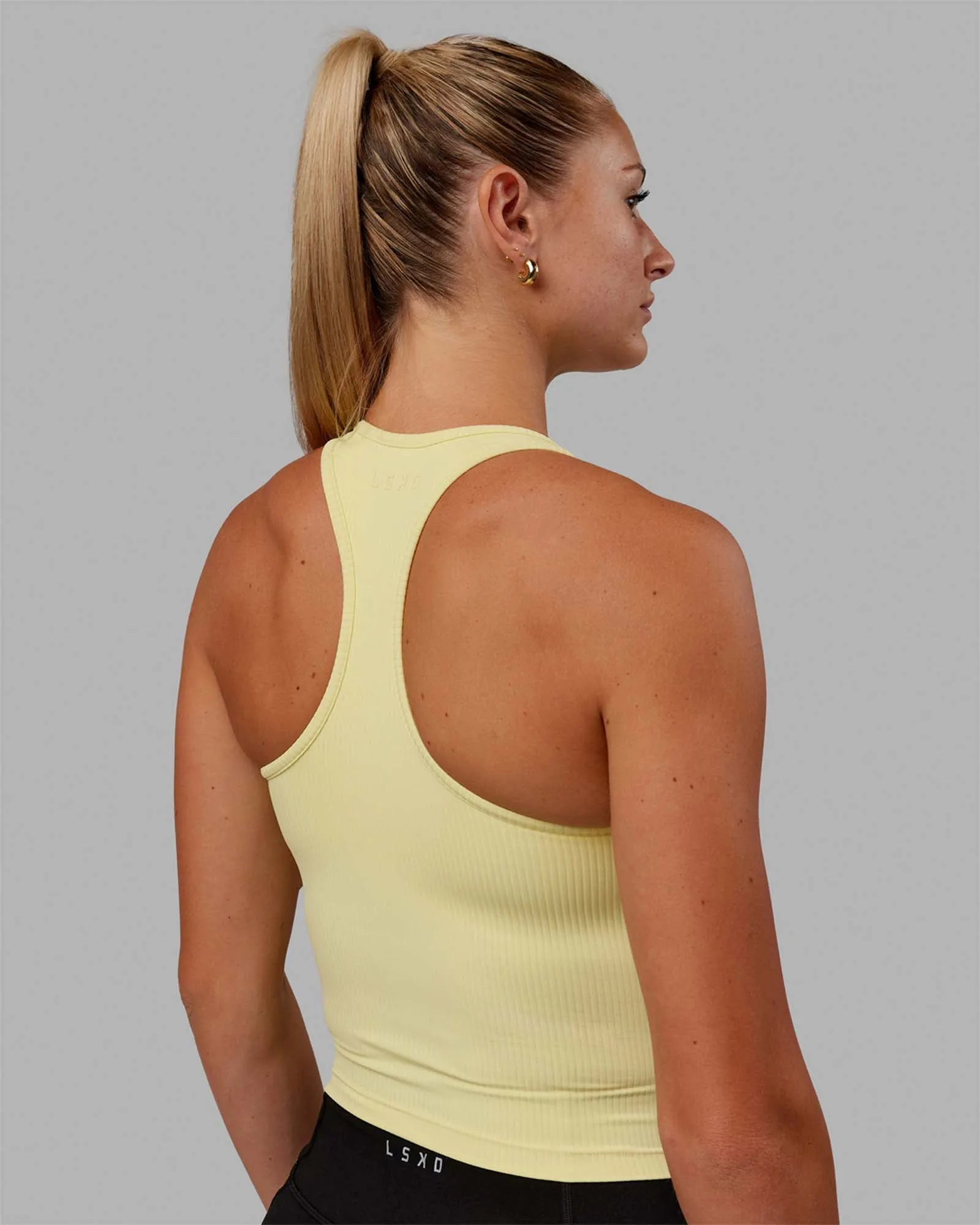 Luxe Ribbed Flow Performance Tank with Shelf Bra - Lemon Fizz