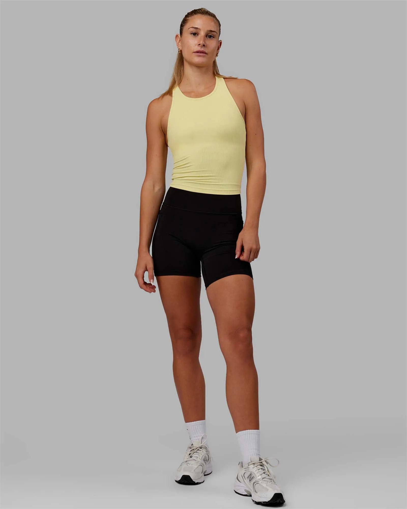 Luxe Ribbed Flow Performance Tank with Shelf Bra - Lemon Fizz