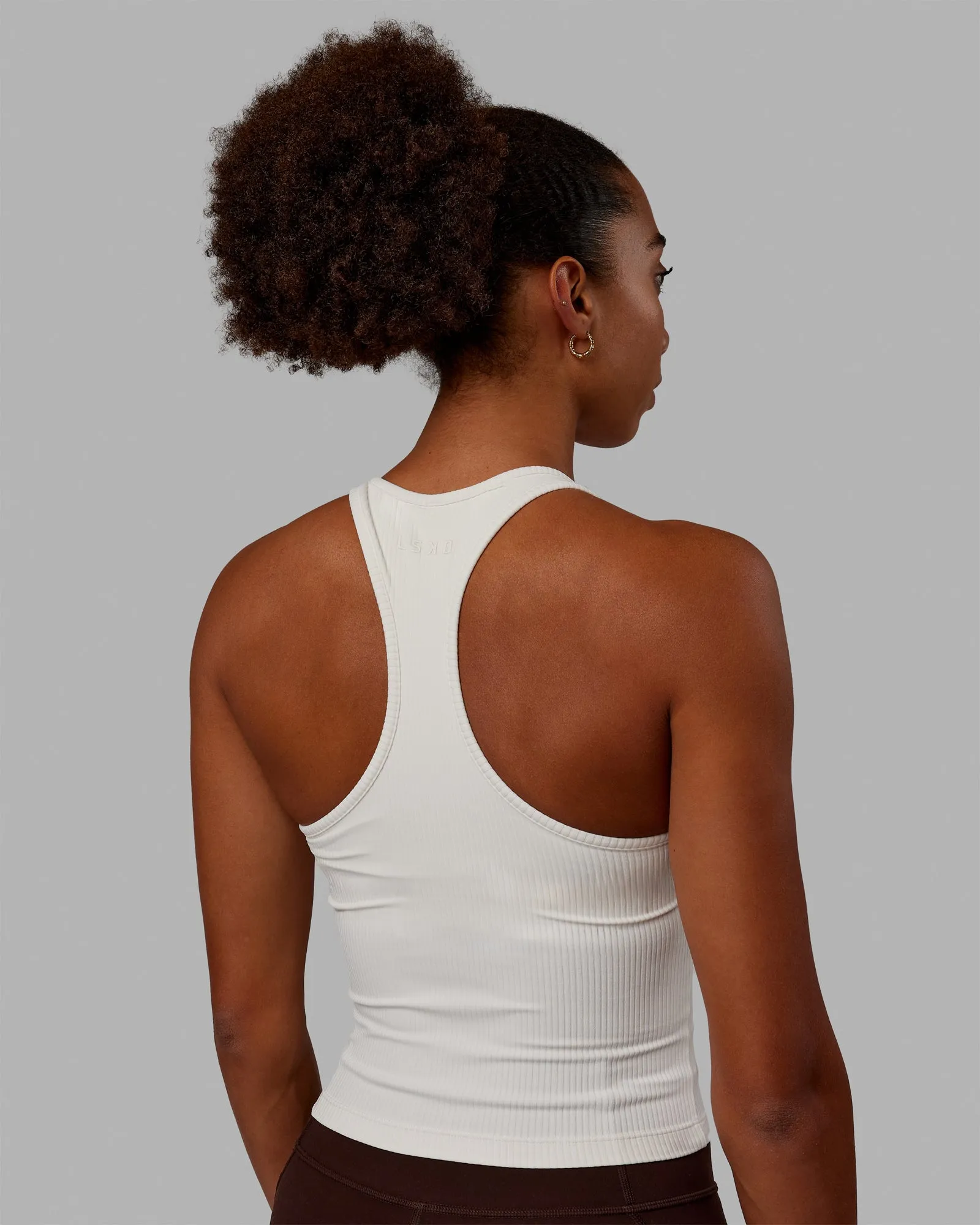 Luxe Ribbed Flow Performance Tank with Shelf Bra - Off White