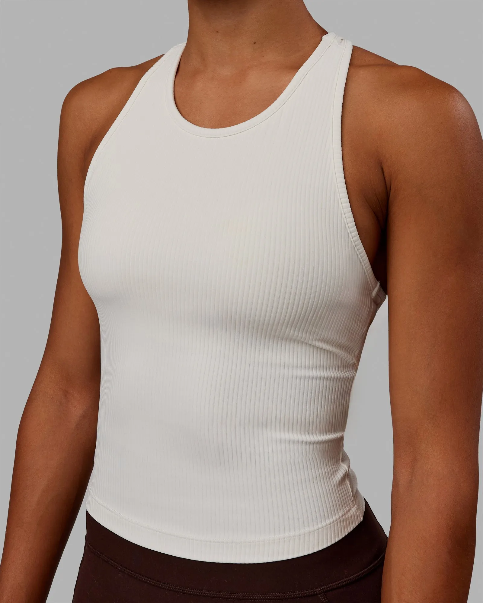 Luxe Ribbed Flow Performance Tank with Shelf Bra - Off White