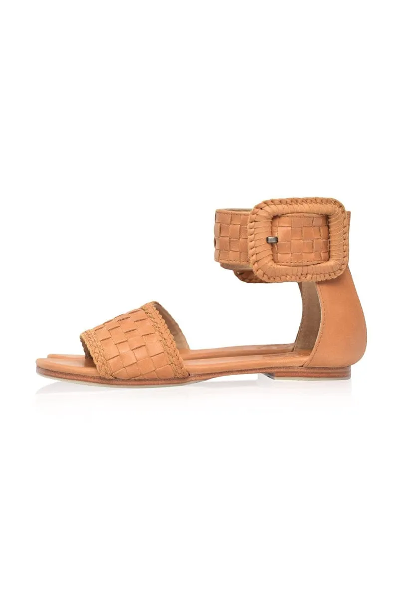 Madagascar Woven Leather Sandals in Light Tan